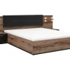 Lit coffre 160x200 + 2 tables de chevet éclairage LED avec sommier et rangement coloris Chêne marron foncé/Chêne noir>Pegane Clearance