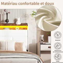 Simple Life Lit Coffre 140x200 Avec Sommier Et USB, LED, Cadre De Lit Avec Rangement Et Tete De Lit, Blanc* Lit Coffre