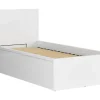 Lit coffre 90x200 avec sommier et rangement, coloris Blanc brillant - Longueur 204,5 x Profondeur 99 x Hauteur 95/40,5 cm>Pegane Discount