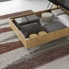 Ityhome Lit coffre 120x200 avec tête de lit inclinée à lattes en chêne Ankel* Lit Coffre