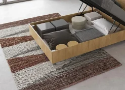 Ityhome Lit coffre 120x200 avec tête de lit inclinée à lattes en chêne Ankel* Lit Coffre