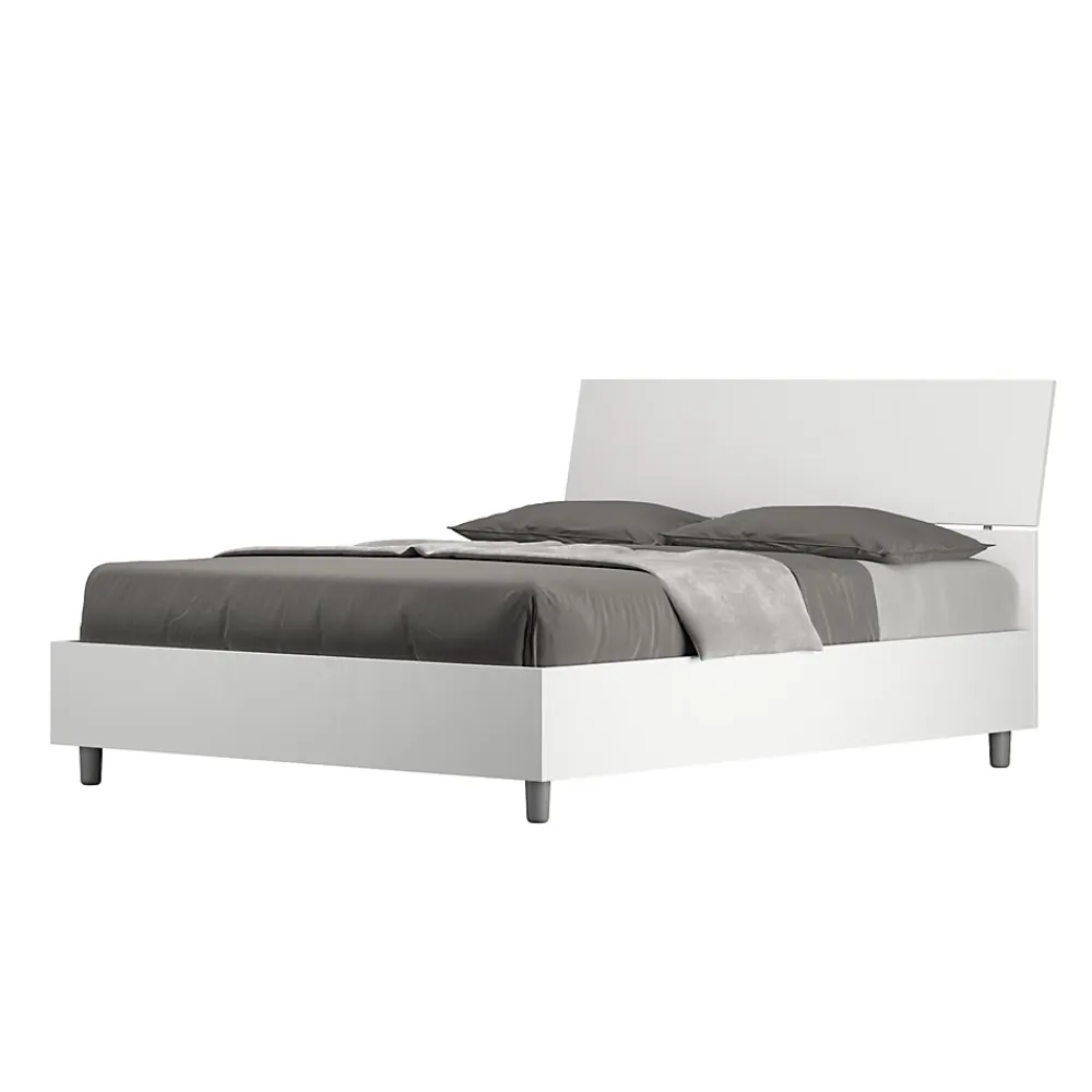 Ityhome Lit coffre 140x200 avec tête de lit inclinée en frêne blanc Demas* Lit Coffre
