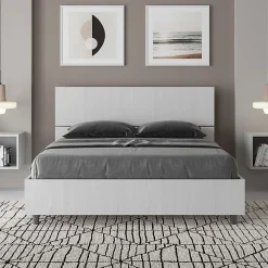 Ityhome Lit coffre 140x200 avec tête de lit inclinée en frêne blanc Demas* Lit Coffre