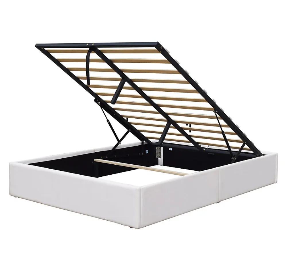 Lit coffre 180x200 cm - dehoussable blanc - montage rapide - revetement facile entretien - rangement optimise - design moderne>Nuits D'Or Best