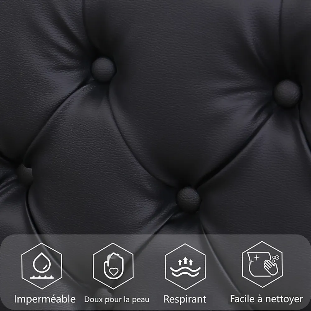 Okwish Lit Coffre 140x190 cm - Lit Capitonné avec Rangement et LED, Sommier à Lattes Inclus, Simili Cuir - sans Matelas - Noir* Lit Coffre