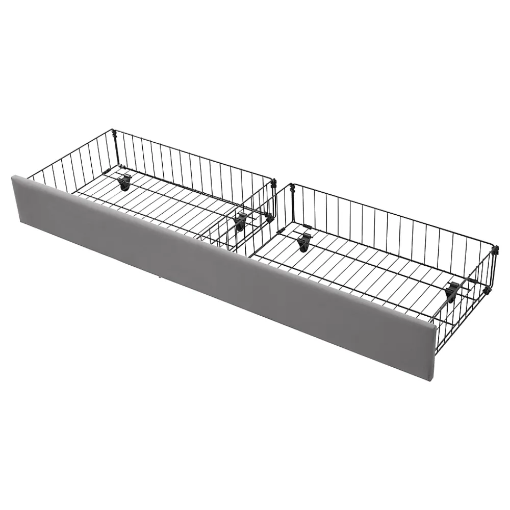 Okwish Lit coffre 180x200 cm - Lit coffre hydraulique avec 2 tiroirs et sommier à lattes - Velours - Sans Matelas - Gris* Lit Coffre