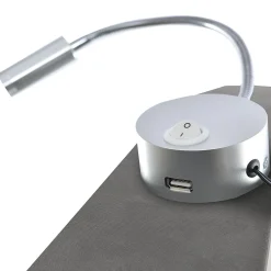 Lit Coffre 160x200 Cm - Lit Double avec Lampe de Lecture et Ports USB - Velours - Sans Matelas - Gris><noscript><img width=