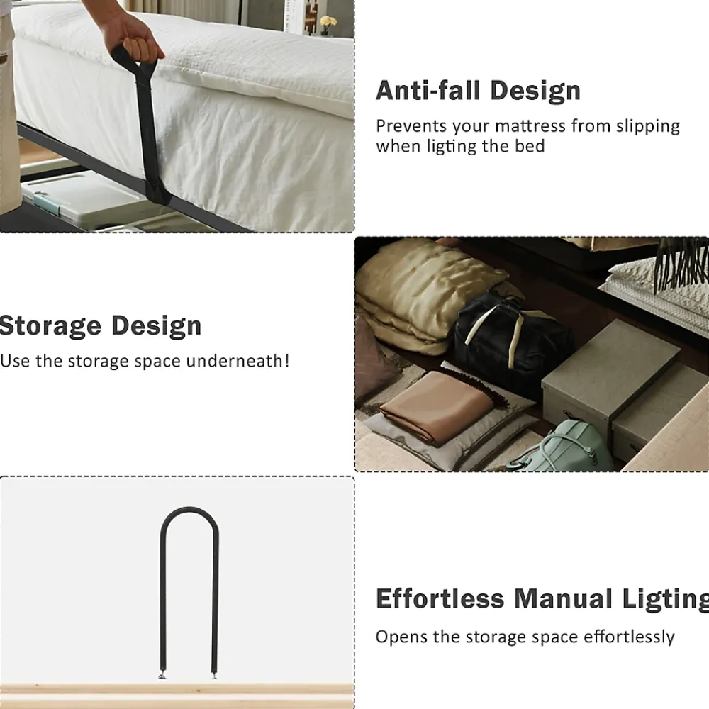 Okwish Lit coffre 180x200 cm - Lit double capitonné avec table de chevet et lampe de lecture - Velours côtelé - Sans Matelas - Beige* Lit Coffre
