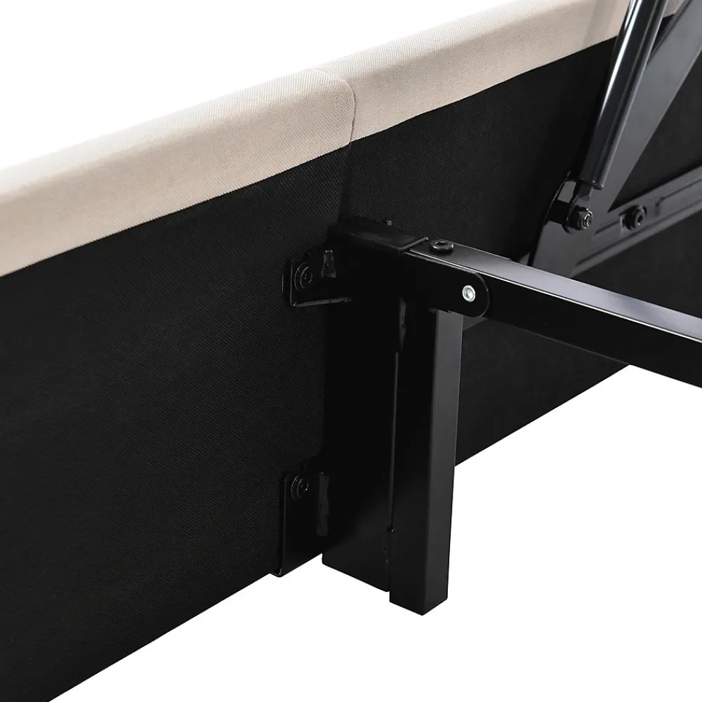 Lit coffre 160x200 cm - Lit double rembourré Beige avec sommier à lattes - Lin - Sans Matelas>Okwish Best