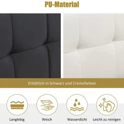 Lit Coffre 160x200 cm - Lit Double Capitonné avec Tête de Lit et Rangement Caché - PU - Sans Matelas - Blanc><noscript><img width=