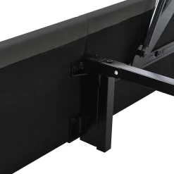 Lit Coffre 140x200 cm - Lit Double Rembourré - Tête de Lit avec Rangement - Lin - Sans Matelas - Gris><noscript><img width=