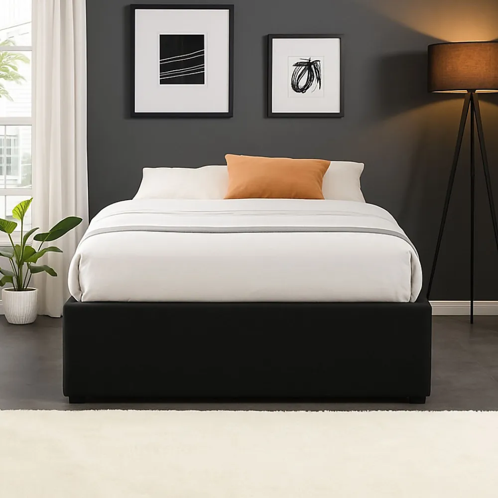 Lit coffre 90x200 cm avec pieds et 12 lattes - montage rapide et facile - design contemporain - espace de rangement optimal ->King Of Dreams Hot