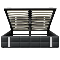 Simple Life Lit Coffre 160x200 cm avec USB et Type-C,LED,Lit Capitonné avec Rangement,hydraulique lit, PU* Lit Coffre
