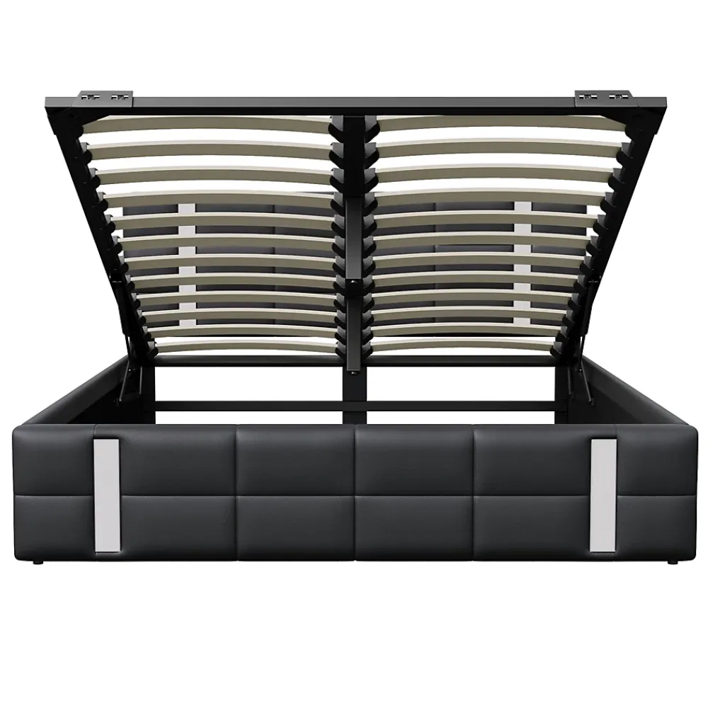 Simple Life Lit Coffre 160x200 cm avec USB et Type-C,LED,Lit Capitonné avec Rangement,hydraulique lit, PU* Lit Coffre