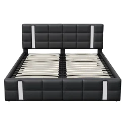 Simple Life Lit Coffre 160x200 cm avec USB et Type-C,LED,Lit Capitonné avec Rangement,hydraulique lit, PU* Lit Coffre