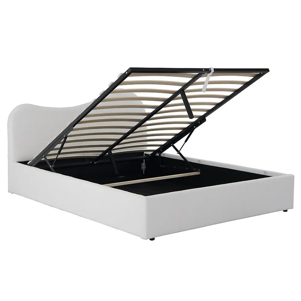 LIT COFFRE 140x190 CM COCOON+ SOMMIER / Tissu Bouclette Blanc>Weber Industries Sale