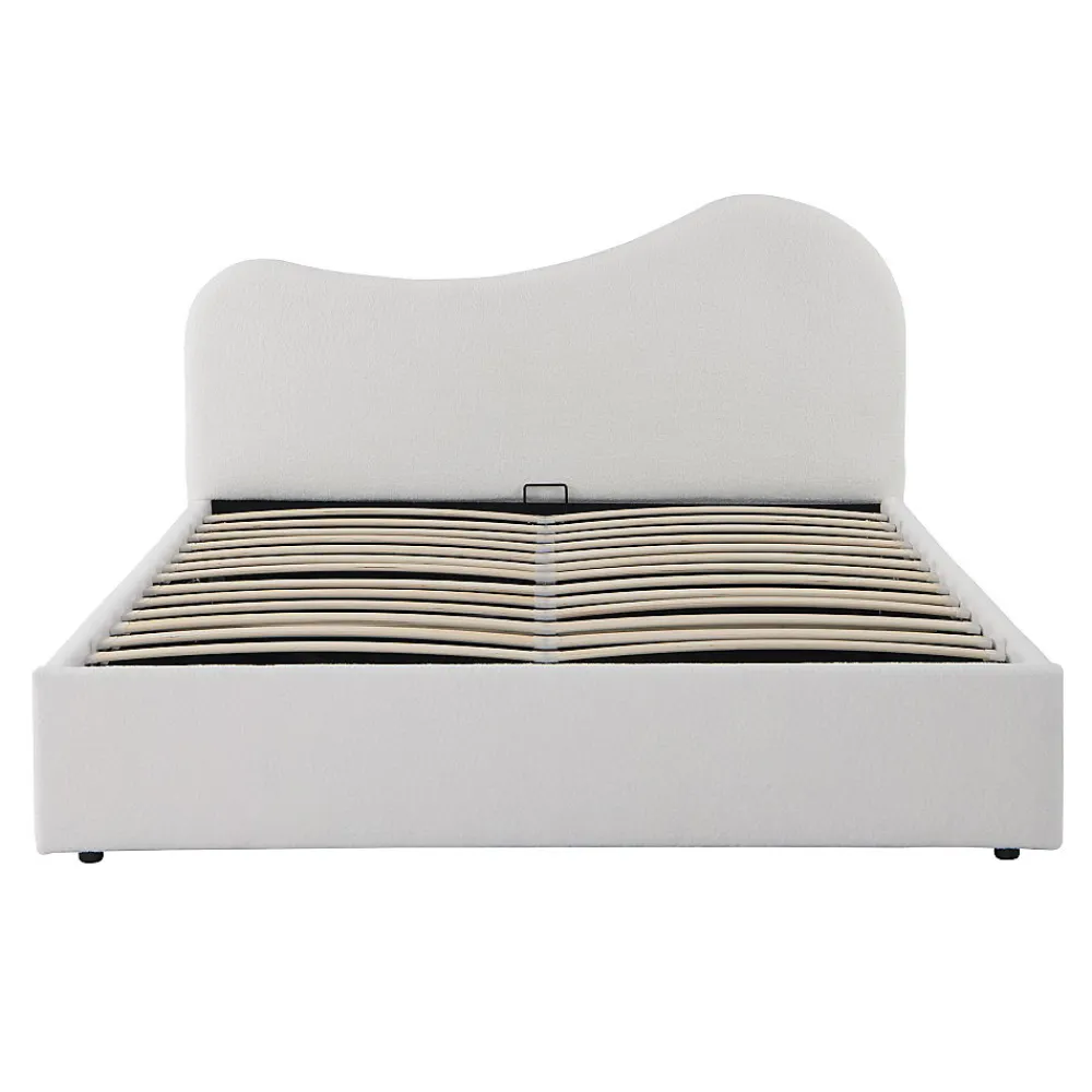 LIT COFFRE 140x190 CM COCOON+ SOMMIER / Tissu Bouclette Blanc>Weber Industries Sale