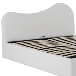LIT COFFRE 140x190 CM COCOON+ SOMMIER / Tissu Bouclette Blanc><noscript><img width=