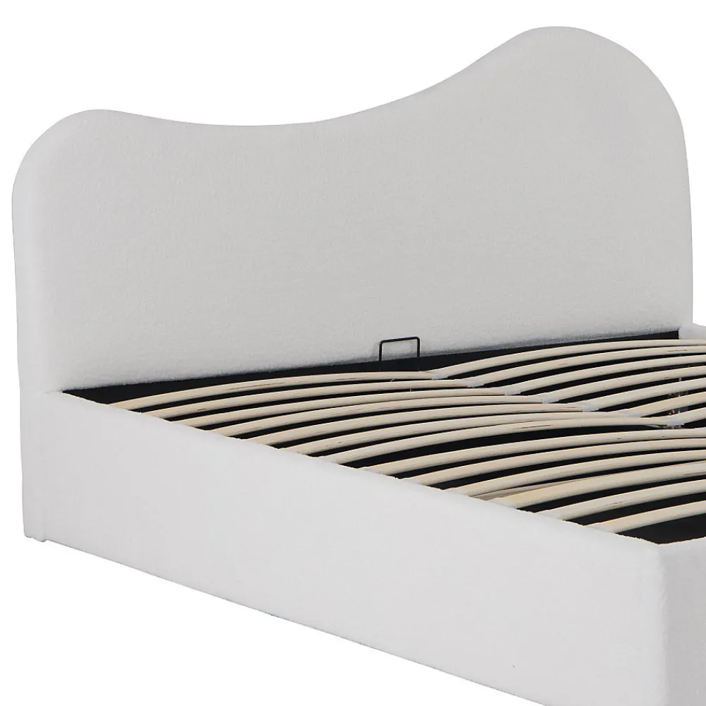 LIT COFFRE 140x190 CM COCOON+ SOMMIER / Tissu Bouclette Blanc>Weber Industries Sale