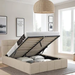 Lit coffre 160x200 cm ELIAS + sommier / Beige>Weber Industries Outlet