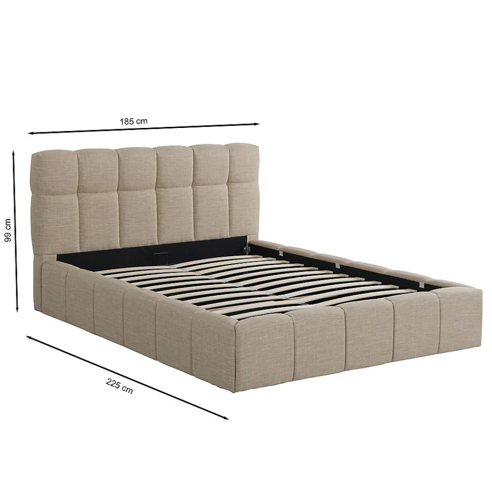 Lit coffre 160x200 cm ELIAS + sommier / Beige>Weber Industries Outlet