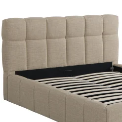 Lit coffre 140x190 cm ELIAS + sommier / Beige><noscript><img width=
