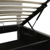 ProximaX Lit coffre 180x200 cm en simili cuir PU gris clair, LED, capitonné, relevable hydraulique avec sommier à lattes et tête de lit* Lit Coffre