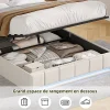 ProximaX Lit Coffre 160x200 cm en Tissu avec Rangement, Tête de Lit avec LED, USB et Type-C, Sommier Relevable à Vérins, Beige* Lit Coffre