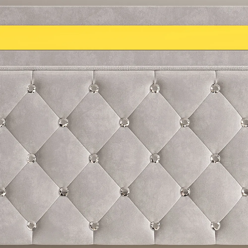 Lit coffre 140x200 cm en velours - avec LED et sommier à lattes - Lit double de rangement - avec tête de lit réglable - Beige>Simple Life Best