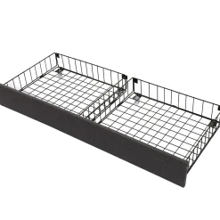 ProximaX Lit coffre 140x190 cm gris avec LED, rangement hydraulique, tiroirs et compartiments, tête rembourrée escamotable, cadre acier* Lit Coffre
