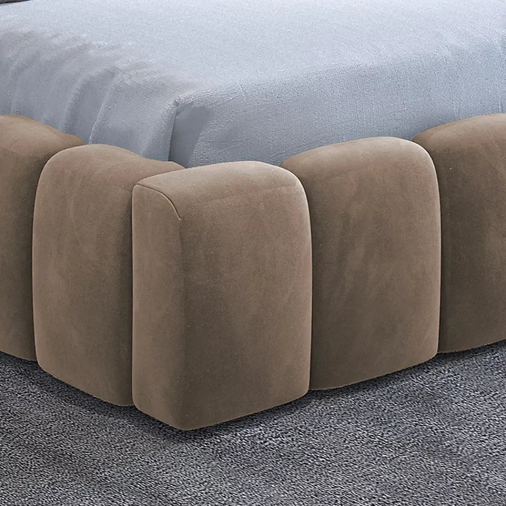 Petits-Meubles Lit coffre 160x200 sommier inclus Auria Velours Marron* Lit Coffre