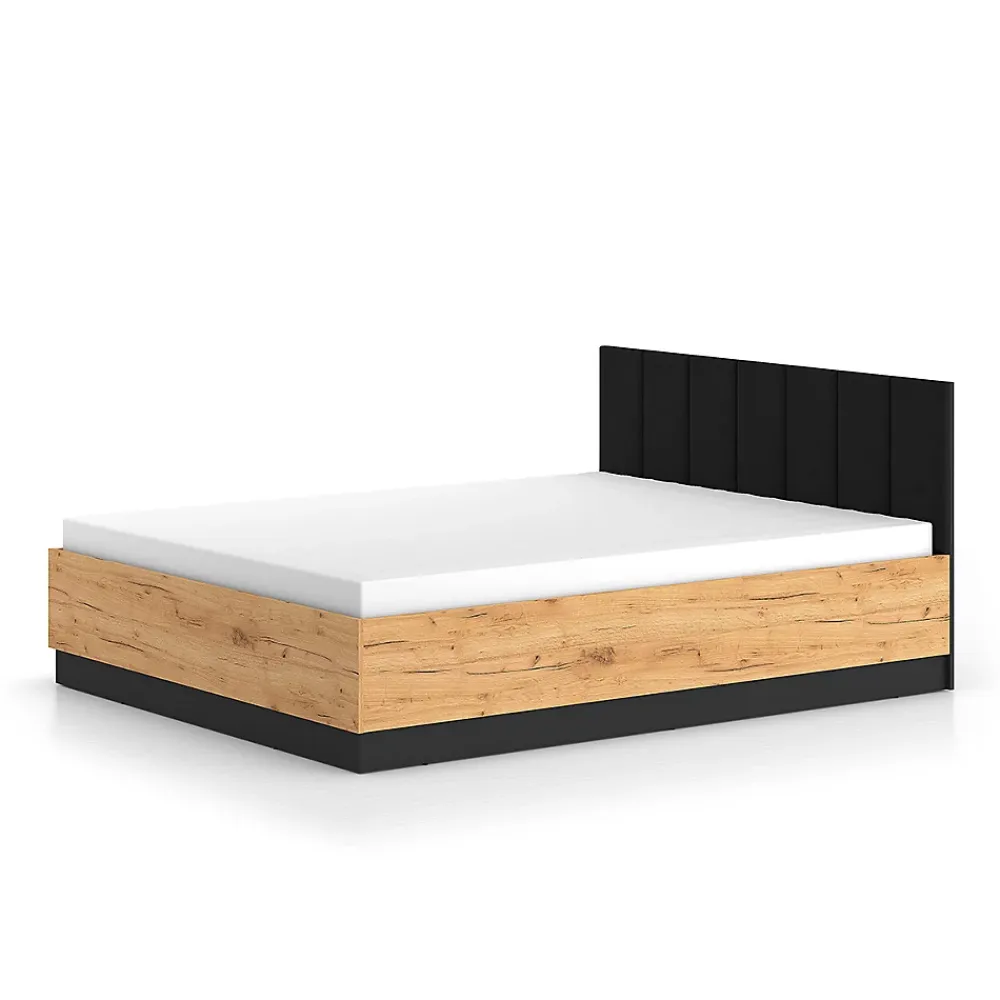 Petits-Meubles Lit coffre 160x200 sommier inclus Solal Bois et Noir* Lit Coffre