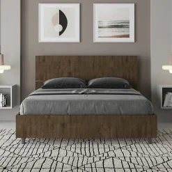 Ityhome Lit coffre 140x200 tête de lit droite Demas noyer* Lit Coffre