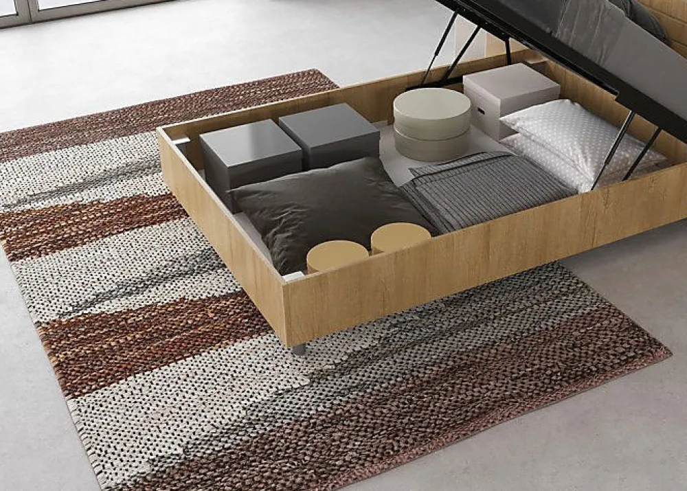 Ityhome Lit coffre 120x200 tête de lit droite Demas chêne* Lit Coffre