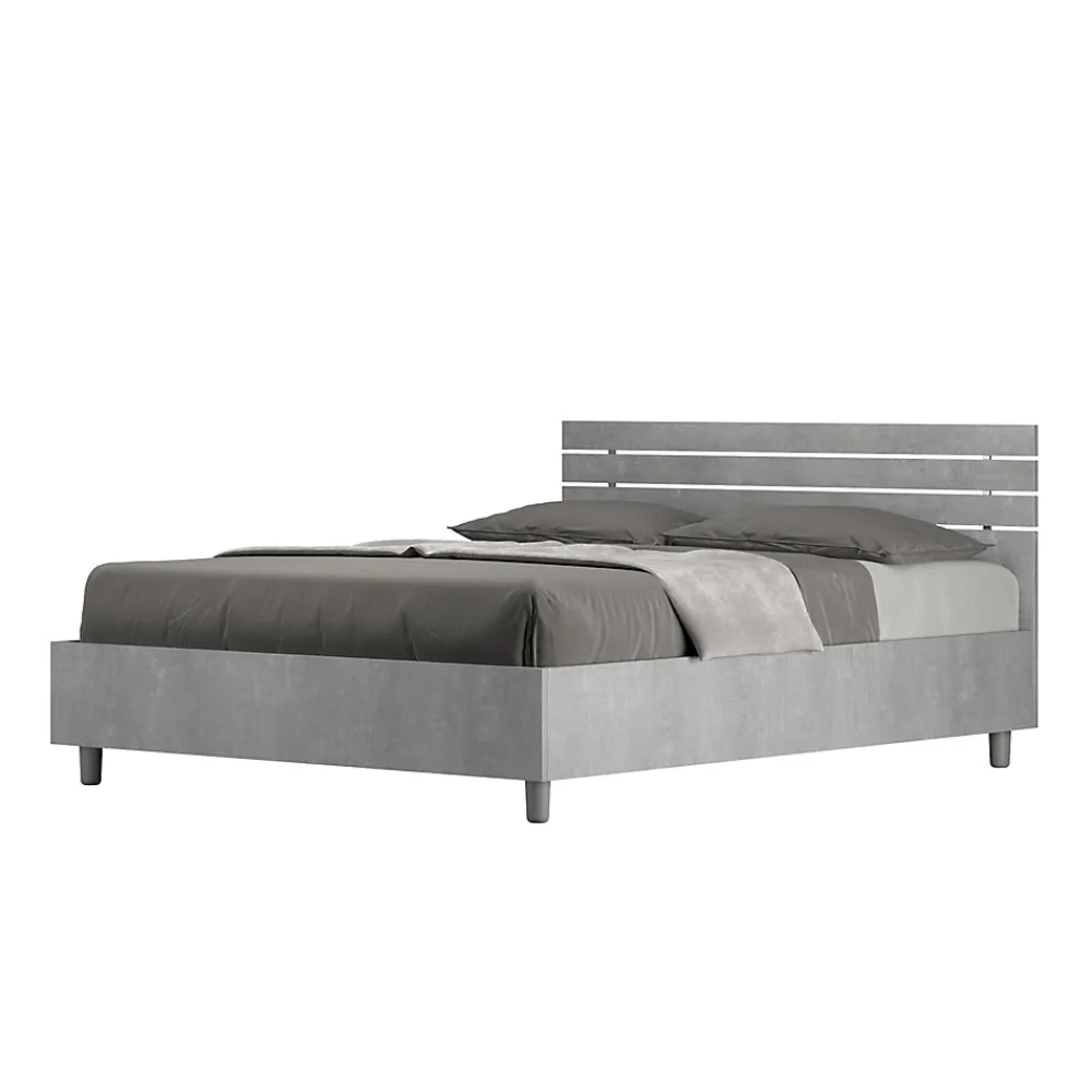 Lit coffre 140x190 tête de lit droite avec lattes en ciment Ankel>Ityhome Clearance