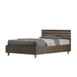 Lit coffre 120x190 tête de lit droite à lattes en noyer Ankel>Ityhome Clearance