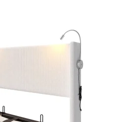 Fortuna lai Lit Coffre 140x200cm avec LED et USB, Cadre de lit capitonné en Velours côtelé, lit 2 Personnes avec sommier,scandinave Blanc* Lit Coffre