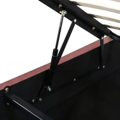 ProximaX Lit coffre 140x200cm, avec sommier à lattes et tête de lit fleurie, réglable en hauteur, tissu velours, rouge haricot* Lit Coffre