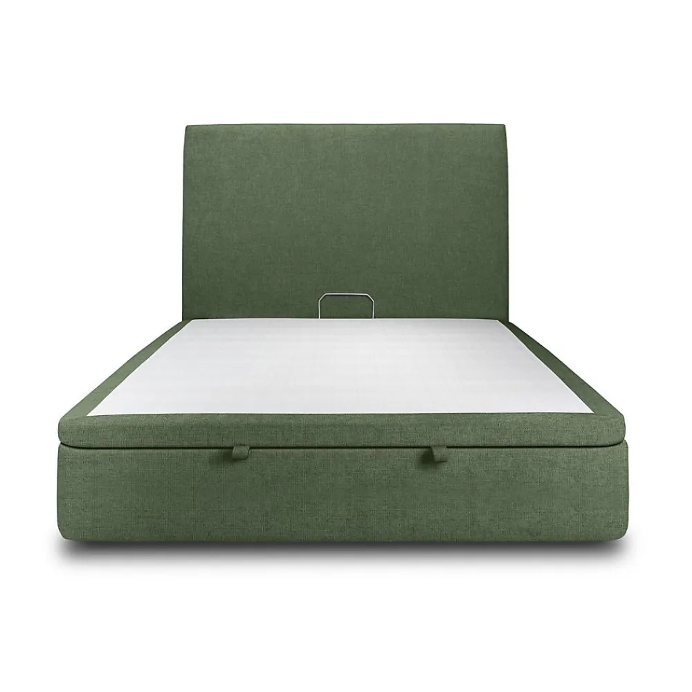 Lit coffre 160x200cm avec tête de lit tapissier Tissu Vert - Hauteur totale : 39cm>Sommeil De Plomb Best