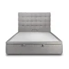 Lit coffre 200x200cm avec tête de lit capitonnée Bouclette Gris - Hauteur totale : 39cm>Sommeil De Plomb