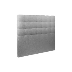 Lit coffre 200x200cm avec tête de lit capitonnée Bouclette Gris - Hauteur totale : 39cm><noscript><img width=