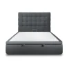 Lit coffre 200x200cm avec tête de lit capitonnée Velours Gris anthracite - Hauteur totale : 39cm>Sommeil De Plomb Best