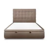 Sommeil De Plomb Lit coffre 160x200cm avec tête de lit capitonnée Velours Taupe - Hauteur totale : 39cm* Lit Coffre