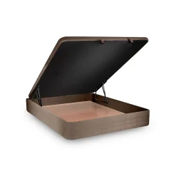 Sommeil De Plomb Lit coffre 160x200cm avec tête de lit capitonnée Velours Taupe - Hauteur totale : 39cm* Lit Coffre