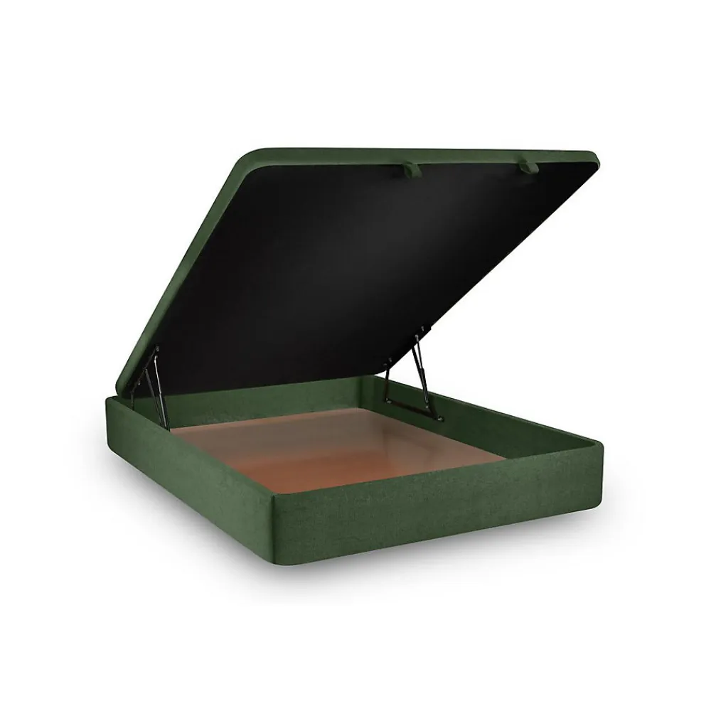 Lit coffre 180x200cm avec tête de lit tapissier Tissu Vert - Hauteur totale : 39cm>Sommeil De Plomb Clearance