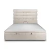 Lit coffre 200x200cm avec tête de lit capitonnée Bouclette Beige - Hauteur totale : 39cm>Sommeil De Plomb Sale