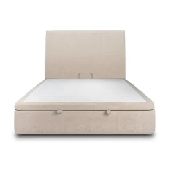 Lit coffre 180x200cm avec tête de lit tapissier Tissu Beige brun - Hauteur totale : 39cm>Sommeil De Plomb Discount