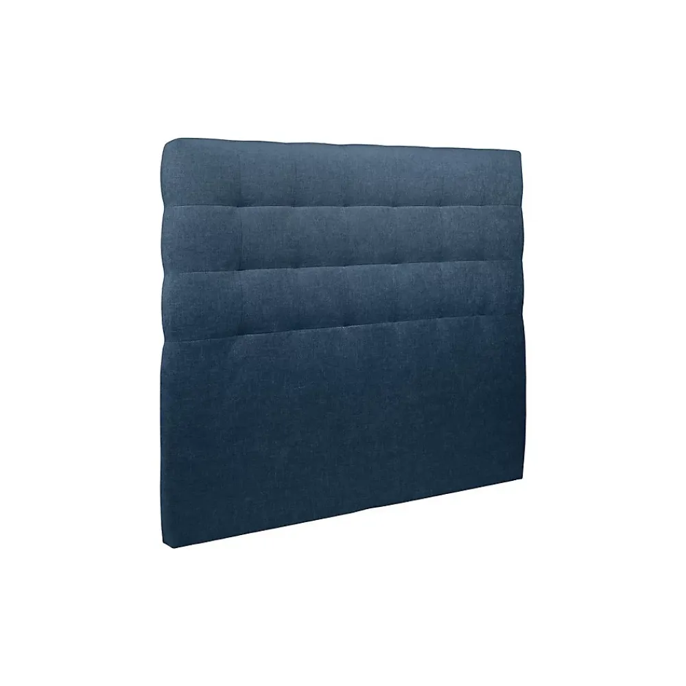 Sommeil De Plomb Lit coffre 140x190cm avec tête de lit capitonnée Tissu Bleu - Hauteur totale : 39cm* Lit Coffre