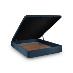Sommeil De Plomb Lit coffre 140x190cm avec tête de lit capitonnée Tissu Bleu - Hauteur totale : 39cm* Lit Coffre