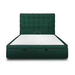 Sommeil De Plomb Lit coffre 160x200cm avec tête de lit capitonnée Velours Vert - Hauteur totale : 39cm* Lit Coffre